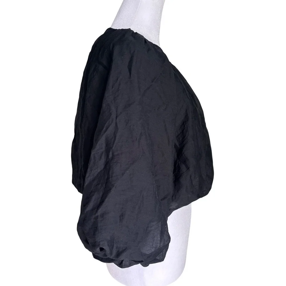 Abercrombie Black Puff Sleeve Cropped Blouse Balloon Sleeve Top Whimsigoth Small